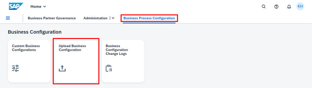 Management app to upload business configurations from the content pack