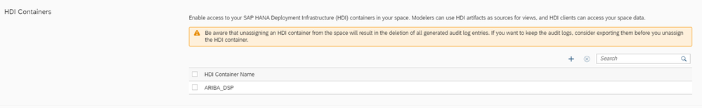 Assign new schema/HDI container to SAP Datasphere space