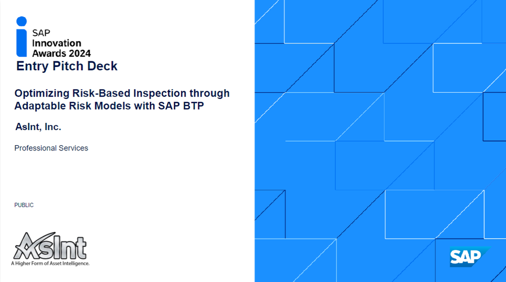 Entry Deck 1 - AsInt Risk Adaptable model for Risk Based Inspection in SAP BTP