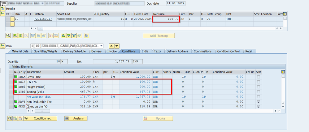 Pricing Conditions on SAP PO