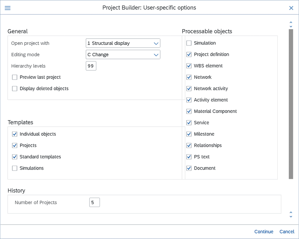 Figure 2: Enablement of Lean Services in the Project Builder Options